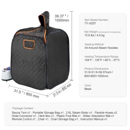 SucceBuy Compact Portable Steam Sauna Tent 1200 Watt, Therapeutic  for Detox Relaxation Time Remote Control Personal  for Home
