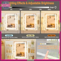 LED Vanity Set With Lighted Mirror Stool Dressing Table Makeup Table W/ Shelves