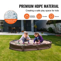 SucceBuy Sandbox with Cover in Square Sand Box Sand Pit w/ 4 Corner Seating and Bottom Liner Kids Sandbox for Outdoor for Kids