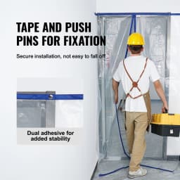 SucceBuy 7.5/8.5/13.2' Reusable Dust Barrier Dust Barrier Door Kit with Magnetic Self-Closing Zipper PE Construction Door Cover