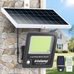 Intelamp 12000mah 3000LM Solar Lights Outdoor Lamp IP66 With Larger Solar Panel Two Motion Sensors For Garden Street Wall Yard