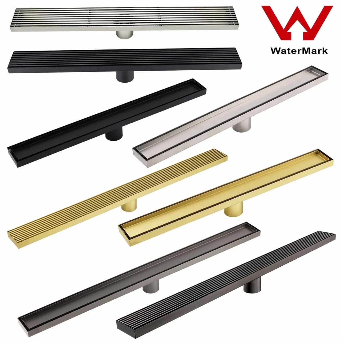 **Sydney Stocks** KYLINS SUS304 Tile Insert / Strip Shower Grate Floor Drain with 50mm Outlet Waste Brushed Gold Black Gun Metal