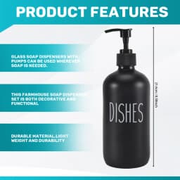 Soap Dispenser Set 2 Pack,Contains Dish Soap Dispenser And 16 Oz Glass Soap Dispenser With Pump