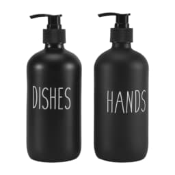 Soap Dispenser Set 2 Pack,Contains Dish Soap Dispenser And 16 Oz Glass Soap Dispenser With Pump