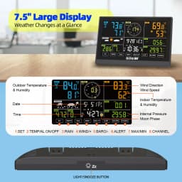 Maxkon 7 in 1 Wireless Weather Station Home Indoor Outdoor Sensor Temperature Humidity Rainfall Barometer Forecast Monitor