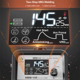 HITBOX 4 in 1 MIG Welder MMA/Gasless MIG/Lift TIG/Spool Gun Synergic Control Inverter Welder Large LED Display HBM145 AU Plug