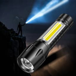 5PCS 900000LM COB LED Flashlight Zoom USB Rechargeable Camping Small Torch Lamp