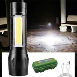 5PCS 900000LM COB LED Flashlight Zoom USB Rechargeable Camping Small Torch Lamp