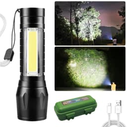 5PCS 900000LM COB LED Flashlight Zoom USB Rechargeable Camping Small Torch Lamp