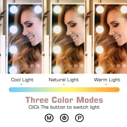 Hollywood Vanity Mirror with LED Bulbs, 3 Light Modes Dimmable, 360° Rotation, 10x Magnifying, Makeup Mirror for Bedroom Dresser
