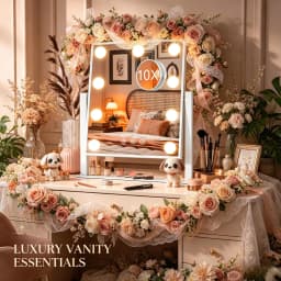 Hollywood Vanity Mirror with LED Bulbs, 3 Light Modes Dimmable, 360° Rotation, 10x Magnifying, Makeup Mirror for Bedroom Dresser