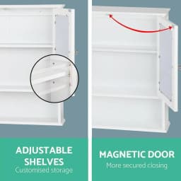 Bathroom Mirror Cabinet Wall Mounted Storage Cupboard for Bathroom Organizer Space Saving Furniture Cabinet with Shelves and Door