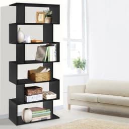 6 Tier Black Bookshelf Freestanding Tall Storage Organizer Wooden Display Shelf for Home Office Living Room Space Saving Furniture