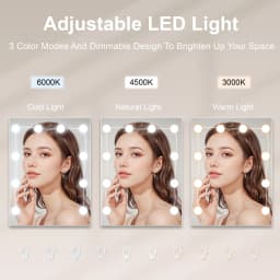 Makeup Vanity Desk, 3 Color Adjustable Dimmable LED Mirror, 6 Drawers Storage, Modern Bedroom Dresser
