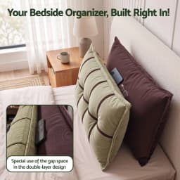 Double Layer Storage Wedge Reading Pillow Adjustable Filling Chenille Bed Rest Cushion for daybed Dorm and RV Double Size