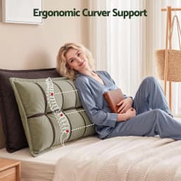 Double Layer Storage Wedge Reading Pillow Adjustable Filling Chenille Bed Rest Cushion for daybed Dorm and RV Double Size