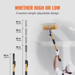 VEVOR Drywall Flat Box Handle 40''-64'' Anodized Aluminum 5-Section Length Adjustable Non-Slip Grip Plasterboard Wallboard