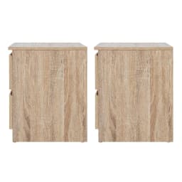 2 Piece Oak Bedside Table with 2 Drawers Modern Nightstand for Bedroom Storage Furniture