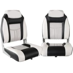 2X Folding Boat Seats Marine Swivel Seats High Back 12cm Thick Padding Grey for Fishing Boat Yacht Kayak】【。