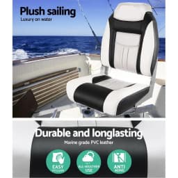 2X Folding Boat Seats Marine Swivel Seats High Back 12cm Thick Padding Grey for Fishing Boat Yacht Kayak】【。