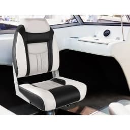 2X Folding Boat Seats Marine Swivel Seats High Back 12cm Thick Padding Grey for Fishing Boat Yacht Kayak】【。
