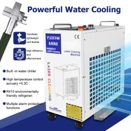 Laser Cleaning Machine 1500W Industrial Water Cooling Cleaner for Rust Remove Oil Paint Clean Width 300MM Double Pendulum Head