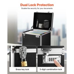 SucceBuy Portable File Storage Box Hand Pull File Case with Telescopic Handle Locking Mobile Business Case for Office Home Banks