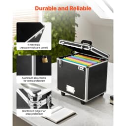 SucceBuy Portable File Storage Box Hand Pull File Case with Telescopic Handle Locking Mobile Business Case for Office Home Banks
