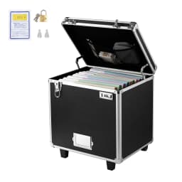 SucceBuy Portable File Storage Box Hand Pull File Case with Telescopic Handle Locking Mobile Business Case for Office Home Banks
