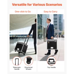 SucceBuy Portable File Storage Box Hand Pull File Case with Telescopic Handle Locking Mobile Business Case for Office Home Banks