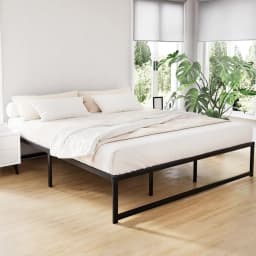 King Size Metal Platform Bed Frame Heavy Duty Steel Mattress Foundation No Box Spring Required TINO
