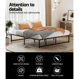 King Size Metal Platform Bed Frame Heavy Duty Steel Mattress Foundation No Box Spring Required TINO
