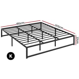 King Size Metal Platform Bed Frame Heavy Duty Steel Mattress Foundation No Box Spring Required TINO