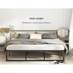 King Size Metal Platform Bed Frame Heavy Duty Steel Mattress Foundation No Box Spring Required TINO
