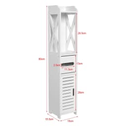 Bathroom Storage Cabinet White Wood Toilet Furniture Organizer with Shelf for Tissue Towel Bathroom Essentials 80x15.5x15CM