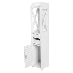 Bathroom Storage Cabinet White Wood Toilet Furniture Organizer with Shelf for Tissue Towel Bathroom Essentials 80x15.5x15CM