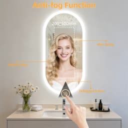 LUVODI Wall-Mounted Backlit Bathroom Mirror, Oval Tempered Glass LED Illuminated Vanity Mirror with Memory Function Anti-Fog IP44