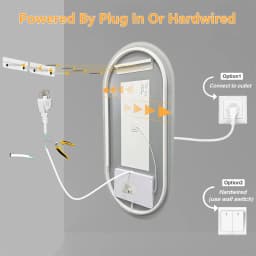 LUVODI Wall-Mounted Backlit Bathroom Mirror, Oval Tempered Glass LED Illuminated Vanity Mirror with Memory Function Anti-Fog IP44