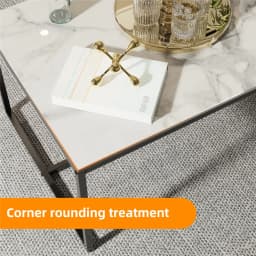 LUVODI 100cm Long Rectangle Coffee Table with Sintered Stone Tabletop,White Black Grey Chic Couch Accent Table for Living Room