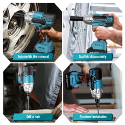 SEESII WH6 Lite 3-in-1 Impact Wrench & Electric Drill & Screwdriver 650N.m Cordless 1/2" Brushless Impact Gun Kit with 4.0ah Battery LED Light for Car Home
