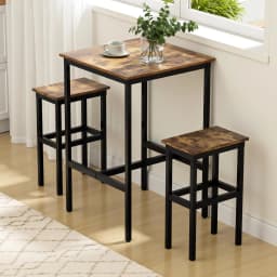 Vintage Metal Bar Table Counter Kitchen Dining Desk Pub 60x92cm Walnut Finish