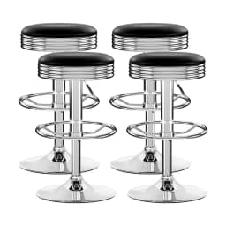 4 Pack Leather Padded Adjustable Gas Lift Silver Bar Stools for Kitchen Home Pub Counter Seating