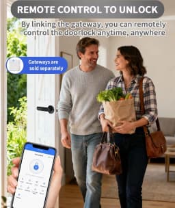 TTlock Smart Door Lock, 5-in-1 Fingerprint Recognition Lock, Anti-Peep Password IC Card APP Remote Unlock, 12 Months Standby Smart Home Security Lock for Home Airbnb Hotel