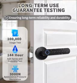 TTlock Smart Door Lock, 5-in-1 Fingerprint Recognition Lock, Anti-Peep Password IC Card APP Remote Unlock, 12 Months Standby Smart Home Security Lock for Home Airbnb Hotel