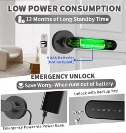 TTlock Smart Door Lock, 5-in-1 Fingerprint Recognition Lock, Anti-Peep Password IC Card APP Remote Unlock, 12 Months Standby Smart Home Security Lock for Home Airbnb Hotel