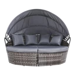 Outdoor Wicker Sun Lounge Day Bed Patio Grey Adjustable Lounger Furniture Set