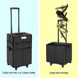 Travel Makeup Case Cosmetic Organizer Box with Wheels Diamond Design Portable Beauty Trolley Storage Bag for Travel and Home Use