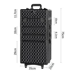 Travel Makeup Case Cosmetic Organizer Box with Wheels Diamond Design Portable Beauty Trolley Storage Bag for Travel and Home Use