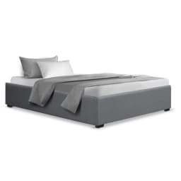 King Single Grey Gas Lift Bed Base Storage Platform Frame Upholstered Bedroom Furniture Space Saving Support Base