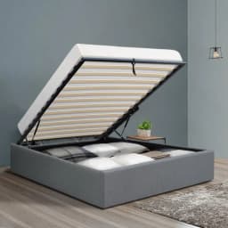 King Single Grey Gas Lift Bed Base Storage Platform Frame Upholstered Bedroom Furniture Space Saving Support Base